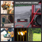 Iron Forge Cable 6 ft Lighted Outdoor Extension Cord - 12/3 SJTW Heavy Duty Red Extension Cable with 3 Prong 15 AMP Grounded Plug for Safety