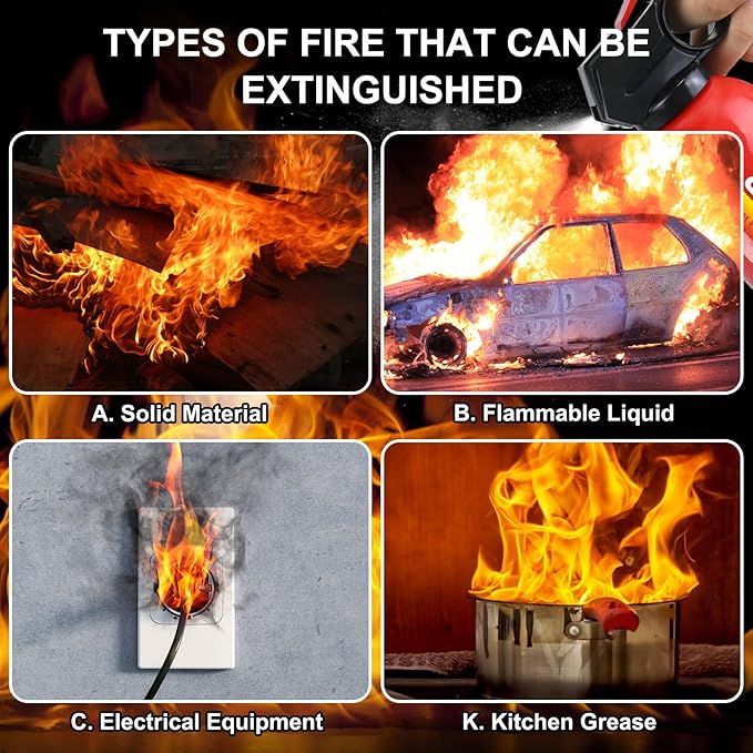 6 Pack Fire Extinguisher for Home with Mount - Upgraded 8-in-1 Portable Fire Extinguisher for Car Vehicle Boat House Kitchen, Water-Based Fire Extinguisher for A, B, C, K Fires