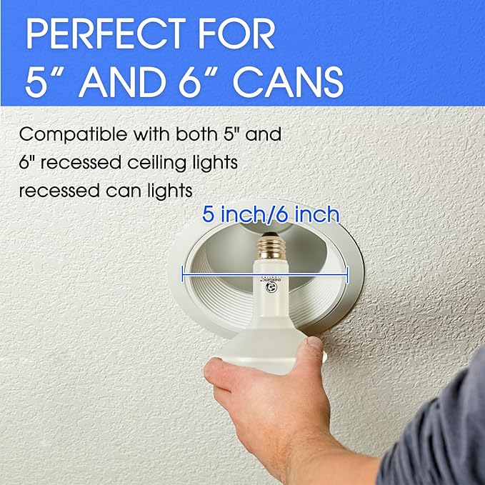 Energetic LED BR30 Flood Light Bulbs Indoor, Cool White 4000K, Dimmable, 65 Watts Recessed Light Bulbs for Cans, 650 Lumen, ETL Listed, 2 Pack