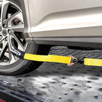 Car Tie Down Straps for Trailers 2inch x10ft - J Hooks with Safety Clips(10,000 Lbs Break Strength)-4 Pack Heavy Duty Vehicle Hauler Strap Tire Ratchet Straps with Axle Straps for Truck Utv Trailer