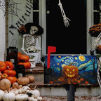 Halloween Pumpkin Magnetic Mailbox Covers Standard Size 18 x 21 Van Gogh's Starry Night Mailbox Wraps Cover Oil Painting Decorations Post Box Cover for Garden Yard Outdoor Decor