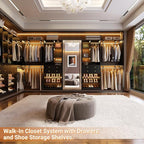 10FT Closet System with 4 Drawers, 120" Closet Organizer System with 6 Hanging Robs & Reversible Hanging Shelving, Closet Systems for Walk-in Closets, Load 2000+LBS, Black 2 Pack