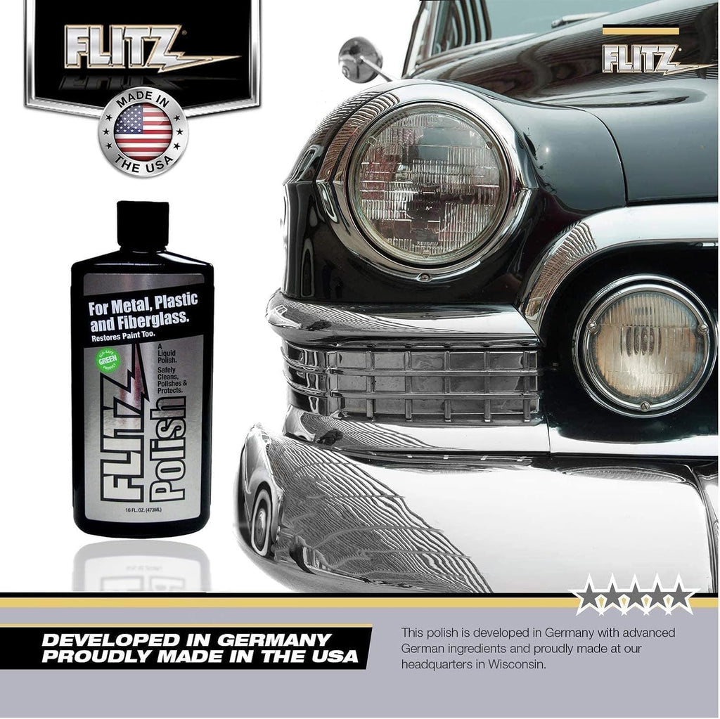 Flitz Multi Purpose Metal Polish Liquid - 7.6oz Bottle of USA-Made Tarnish Remover - For Aluminum, Chrome, Brass, Nickel, Silver - Non-Abrasive Metal Cleaner and Polish, Restorer (24 Pack)