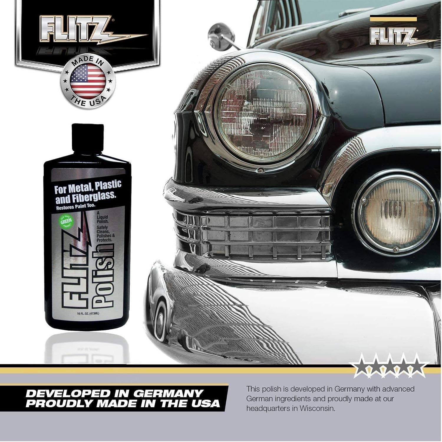Flitz Multi Purpose Metal Polish Liquid - 7.6oz Bottle of USA-Made Tarnish Remover - For Aluminum, Chrome, Brass, Nickel, Silver - Non-Abrasive Metal Cleaner and Polish, Restorer (24 Pack)