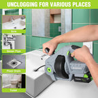 WORKPRO 20V Electric Drain Auger, 25Ft Plumbing Snake Drain Hair Removal Tool Set with 2.0AH Battery and Charger, Toilet Snake for Sewer, Bathroom, Sink, Drain Snake 3/4"-2" Pipe