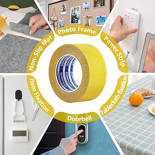 Heavy Duty Double Sided Mounting Tape, 2.4inx66FT, Clear Mesh Grip, Extra Strong Adhesive for Carpets, Wall Mounting, Picture Hanging and DIY Projects,Hand Tearable,Weatherproof