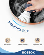 Dish Scrub Brush,Self-Standing Palm Brush with Ergonomic Grip for Cleaning Dishes,Non-Stick Pans and Sinks,Navy Blue,2 Pack