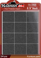 Yelanon Felt Furniture Pads for Hardwood Floors -24 Pcs 2.5" Premium Felt Pads for Chair Legs, Floor Protectors for Furniture Black