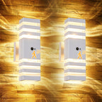 2 Pack Motion Sensor Outdoor Wall Lights with 4 Dimmable Bulbs, Modern White Dusk to Dawn Porch Sconces Waterproof Up Down Exterior Lighting Fixtures, Outside Coach Lamp for House Garage Front Door