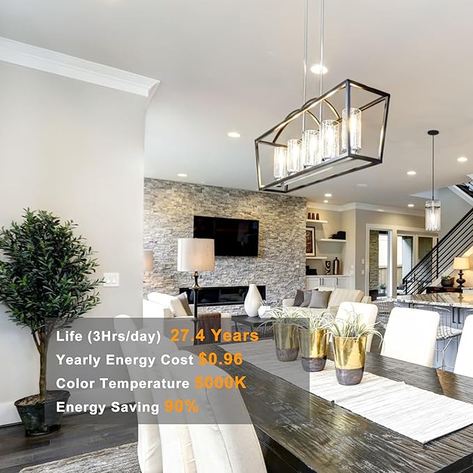 11.8IN 1000LM 5000K Daylight White Light Bulbs E26 Base, T10 T9 Edison Bulbs Dimmable 8W, AC 120V 100 Watt Equal Filament Bulb, Vintage Clear Glass Long Tubular LED Bulb, UL Listed - 4Pack