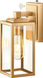 VIANIS Gold Outdoor Wall Light Dusk to Dawn Sensor, Exterior Wall Mount Sconces Lanterns Fixture for House, Golden Waterproof Aluminum Outside Wall Lamps for Patio, Porch Lighting for Garage Entryway