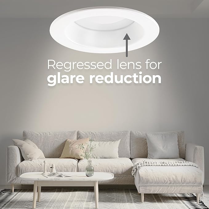 Builder Essential 3in 550 Lumens Round LED Recessed Light and Housing for Remodel or New Construction with Regressed Trim 3-Power Modes 4W-6W-8W, 5-CCT 2700-3000-3500-4000-5000K in White IC-Rated