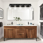 5 Light Bathroom Vanity Lights, Bathroom Lighting Fixtures over Mirror with Clear Glass Shades, Black Vanity Light For Bathoom, Modern Wall Sconces Vanity Lighting Fixture for Bathroom Hallway