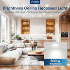Amico 24 Pack 4 Inch 5CCT Ultra-Thin LED Recessed Ceiling Light with Junction Box, 2700K/3000K/3500K/4000K/5000K Selectable, 800 Lumens, Dimmable Canless Wafer Downlight, 10W Eqv 60W-ETL&FCC