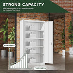 Greenvelly Metal Garage Storage Cabinet with 2 Doors & Adjustable Shelves, 72" Lockable Steel Tool Cabinet - White - (36" W x 18" D)