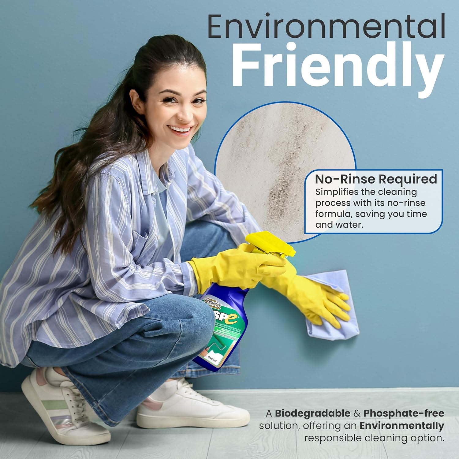 TSPE Cleaner Spray – 500ml Eco-Friendly No-Rinse Degreaser for Walls, Wood, Cabinets & Paint Prep – Phosphate-Free TSP Alternative – Biodegradable, Septic Safe, Non-Toxic Cleaning Solution