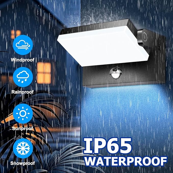 40W LED Wall Pack Lights Outdoor Motion Sensor,360 °Rotation 5000K 6000K 4000K Selectable Exterior Flood Lighting Fixture Sconce for Porch Garage Patio