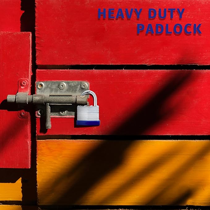 Lock Outdoor Padlocks, Laminated keyed Padlock, 1-9/16 in Wide Body, Padlock Set with Keys (12Pack)