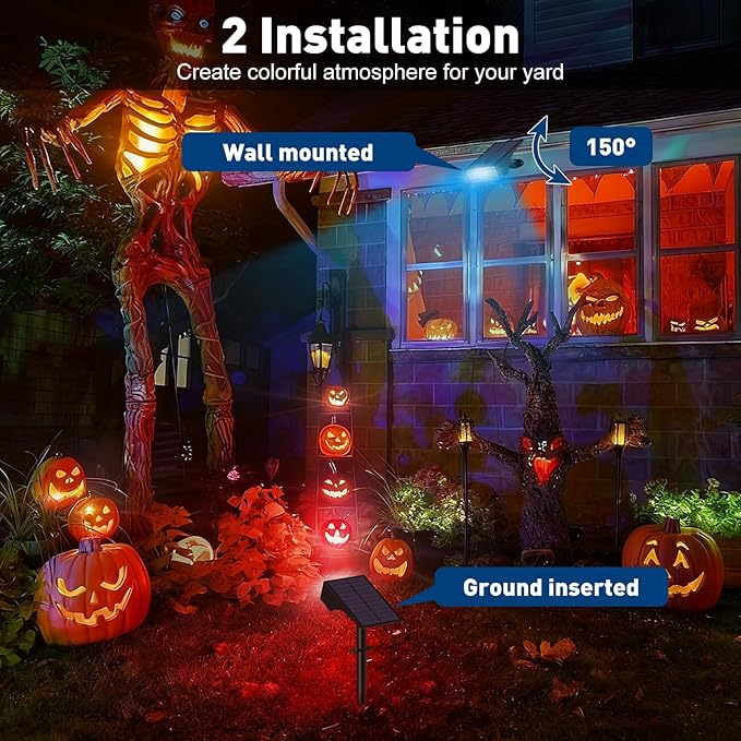 Solar Color Changing RGB Spot Lights Outdoor, 6 Pack/7 Lighting Modes Multicolor Outdoor Lights for Yard Waterproof IP68, Halloween Christmas Solar Landscape Powered Lights Garden Pathway