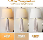 WIHTU 3 Color Temperature Table Lamps Set of 2, Beside Lamp with Linen Shade, 27'' Light Wood Color Modern Table Lamp for Living Room, Resin Desk Lamp for Nightstands Bedroom Decor (2 Bulbs Included)