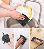 KitchLife Microfiber Cleaning Cloth Roll, 100 Pack - Tear-Away Microfiber Paper Towels, Lint-Free, Reusable, Washable for Kitchen, Car, Dishes, and Sensitive Surfaces (Black)