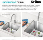 KRAUS Standart PRO 28-inch 16 Gauge Undermount Single Bowl Stainless Steel Kitchen Sink, KHU100-28