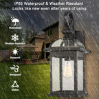 Darkaway Outdoor Lights Fixtures Wall Mount, Large 22inch Outdoor Wall Sconce Lights with Seeded Glass Waterproof Outside Exterior Lights Fixture for House Front Porch Patio （Large, Black）