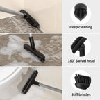 MR.SIGA Heavy Duty Grout Scrub Brush with Long Handle, Shower Floor Scrubber for Cleaning, Tile Scrub Brush with Stiff Bristles