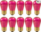 OHLECTRIC Transparent Pink Night Light Bulbs (10-Pack) 11W S14 Sign Bulb, Decorative Light Bulbs, E26 Medium Base, Colorful Bulbs, Dimmable, Sign Replacement Lamp for Indoor & Outdoor Use.Avg Hrs 5000