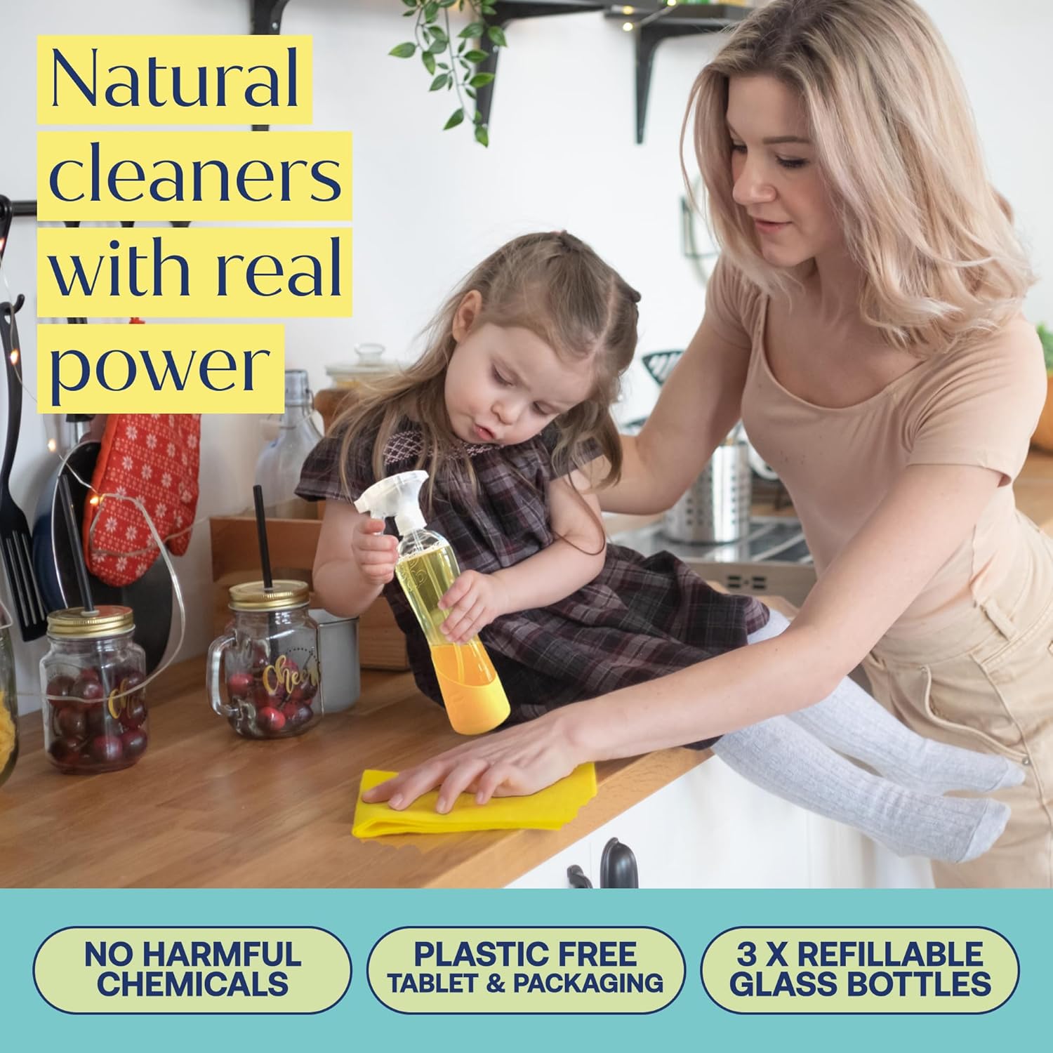 Fab Tab Home Starter Kit - Natural Cleaning Products - Household Cleaners - All-Purpose Cleaner Tablets - Plant-Based, Plastic-Fee - No Harsh Chemicals | Cleaning Kit