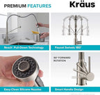 KRAUS Bolden Commercial Style 2-Function Single Handle Pull Down Kitchen Faucet in Spot-Free Antique Champagne Bronze, KPF-1610SFACB
