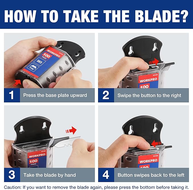 WORKPRO 200-Pack Utility Knife Blades with Dispenser, SK5 Steel Box Cutter, Standard Blades for Utility Knife Replacement