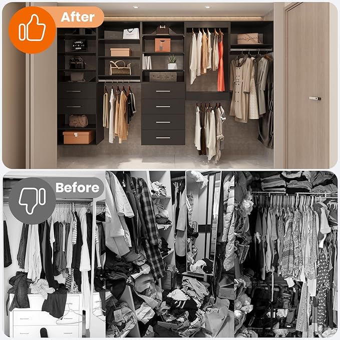 ROOMTEC 31.5" 2 Drawer Short Tower Closet Unit, Modular Closet System with Drawers and Shelf, Wardrobe Organizer for Bedroom or Walk-in Closet, Wall Mounted, Customizable Clothes Storage Unit, Black