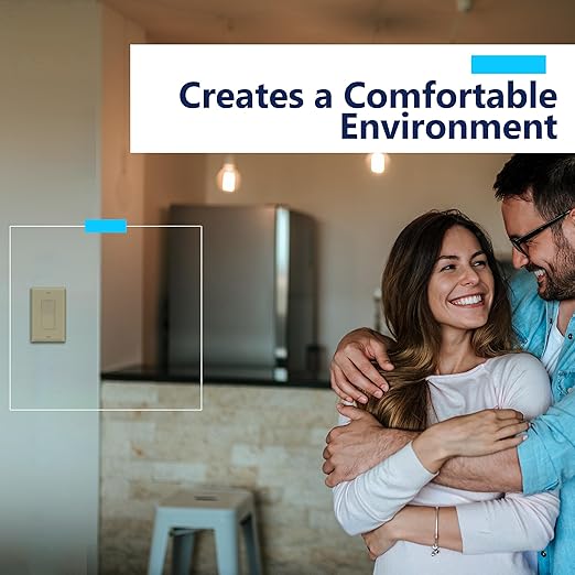 LIDER Dimmer Paddle Switch for Dimmable 300W LED/CFL Lights, 1-Pole or 3-Way, 120 V, Modern Upgrade, UL Listed, Wall Plate Included, Ivory