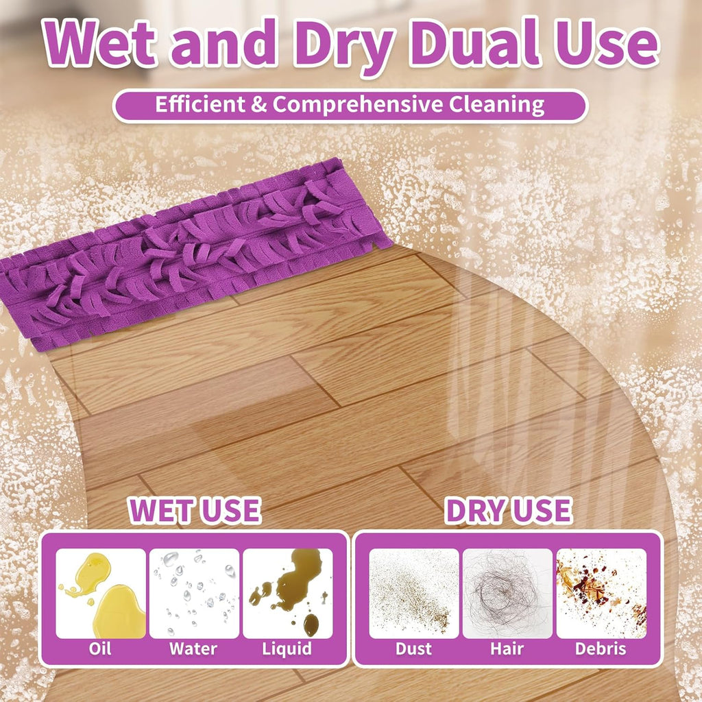 8 Pack Mop Refill Pads for Swiffer PowerMop Multi-Surface Mop and PowerMop Wood Mop, Washable & Reusable Replacement Microfiber Mopping Pads (8 Purple)
