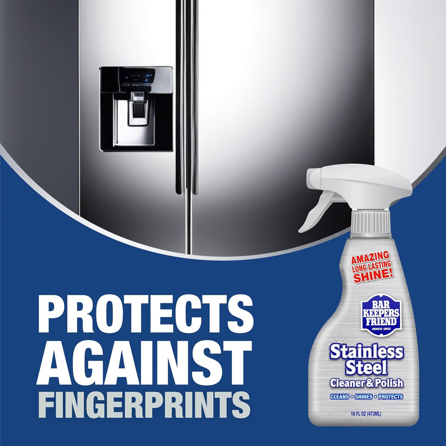 Bar Keepers Friend Stainless Steel Cleaner and Polish Spray (2 x 16 oz) Removes Oily Fingerprints, Hard Water Stains, Grime & Food Debris without Scratching or Dulling Appliances & Surfaces