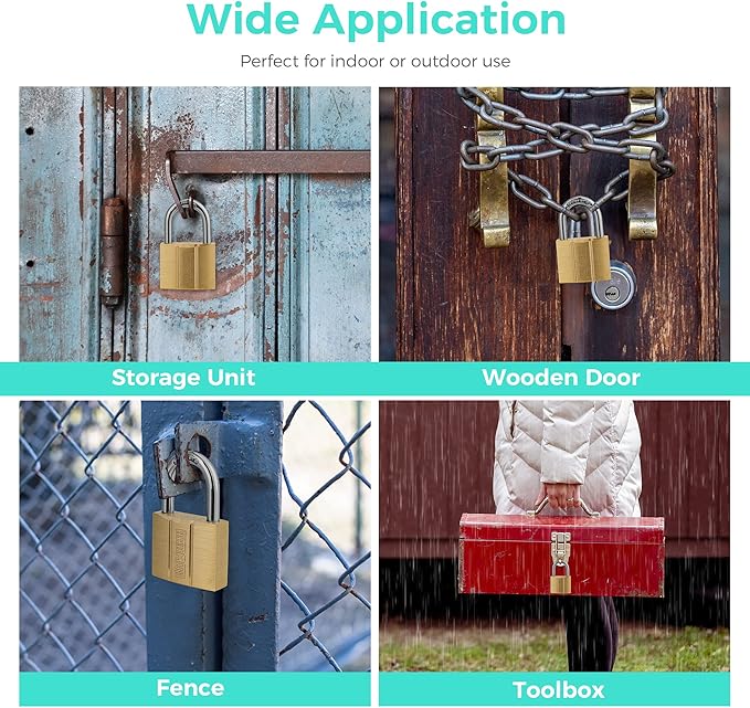 81/40-4P Brass Keyed Padlock (Keyed Alike, Waterproof, Solid Brass Lock) for Sheds, Storage Unit, School, Gym Locker, Fence, Toolbox, Hasp, Storage - 1-9/16 in. (40 mm) *4