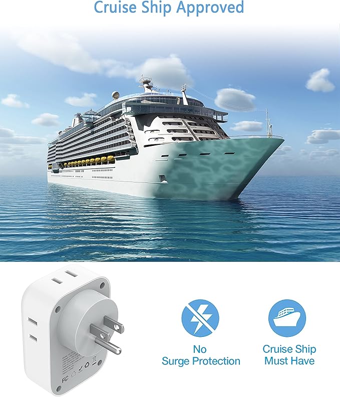 20W PD Multi Plug Adapter, TESSAN 3 USB Wall Charger Multiports (1 USB C Fast Charger), Cube Charging Station for Cruise, Home, Office, Dorm Essentials