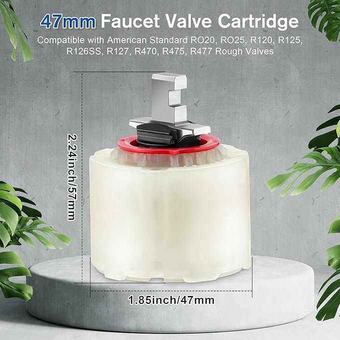 Enhon 1 Pack Shower Faucet Cartridge Compatible with 023529-0070A, Compatible with American Standard Single handle kitchen bathroom Tub/Shower, 47 MM with Seals, Kitchen Ceramic Faucets Cartridge