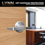 LYNN HARDWARE Commercial Door Lever Lock - Heavy-Duty Locking Door Handle, Designer Door Handles, Cylindrical Lever Lock, Non-Handed Grade 2 Door Handle, Satin Chrome, Privacy/Bathroom Function