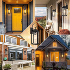 Dusk to Dawn Wall Lights 2 Pack, Black Outdoor Light Fixtures Wall Mount, 15 Inch Exterior Wall Sconces Waterproof, Large Outside Lights for House, Modern Wall Lanterns Clear Glass