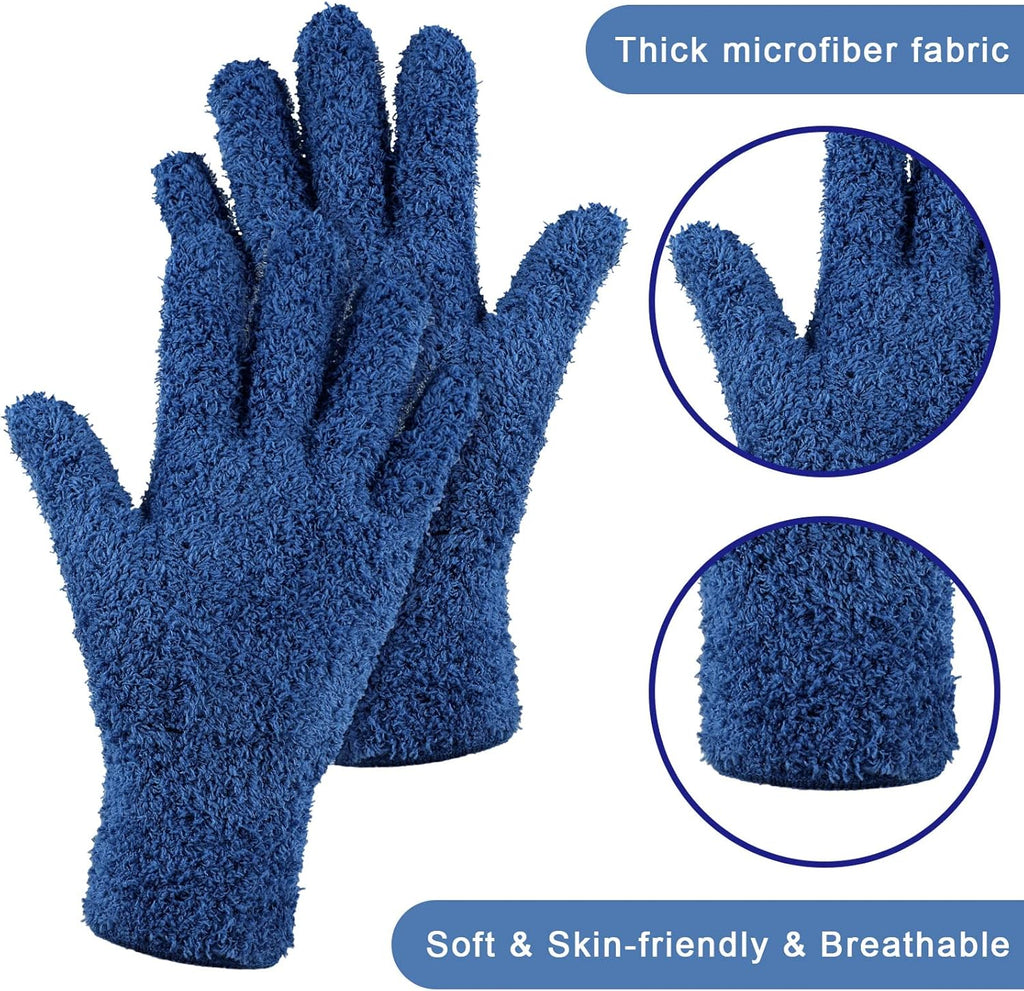 Patelai 3 Pairs Microfiber Plant Dusting Gloves Leaf Cleaning Gloves for Indoor Plants, Blinds, Furniture, House(Large,Black, Navy, Yellow)
