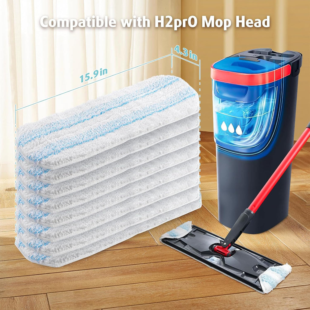 AIR U+ Mop Replacement Pads for O Cedar H2prO Flat Mop System, 8 Pack Mop Pads, Machine Washable Reusable Microfiber Mop Heads Replacements for O-Cedar H2Pro Refills Clean for ALll Floors Types