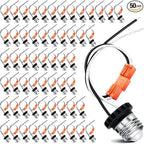 Zhengmy 50 Pcs E26 Socket Adapter, Medium Base Male Screw in Light Socket Pigtail for LED Recessed Lights