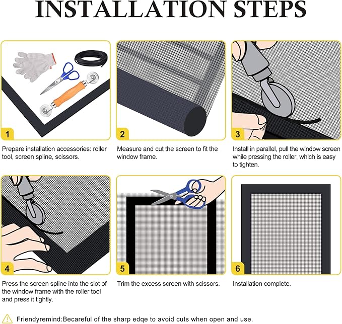 fowong 304 Stainless Steel Mesh Window Screen Roll Black 47IN x 10FT Metal Window Screen Replacement, Durable Wire Mesh for Door, Patio, Vent Cover, DIY, Easy to Cut and Install (20 x 22 Mesh)