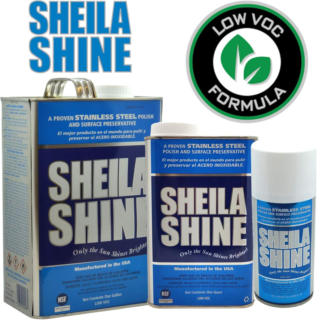 Sheila Shine 4 x 1 Gal. Can Low Voc Stainless Steel Cleaner and Polish, Protects Household Kitchen Surface, Removes Grease & Residue Marks, Stainless Steel Cleaner for Appliances, Fridge, Oven & Sinks