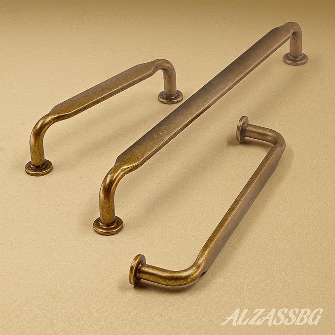 Alzassbg 6 Pack Antique Brass Cabinet Handles, 10 Inch(254mm) Hole Centers Arch Modern Cabinet Pulls Kitchen Cabinets Hardware for Cabinets and Drawers AL3503AB