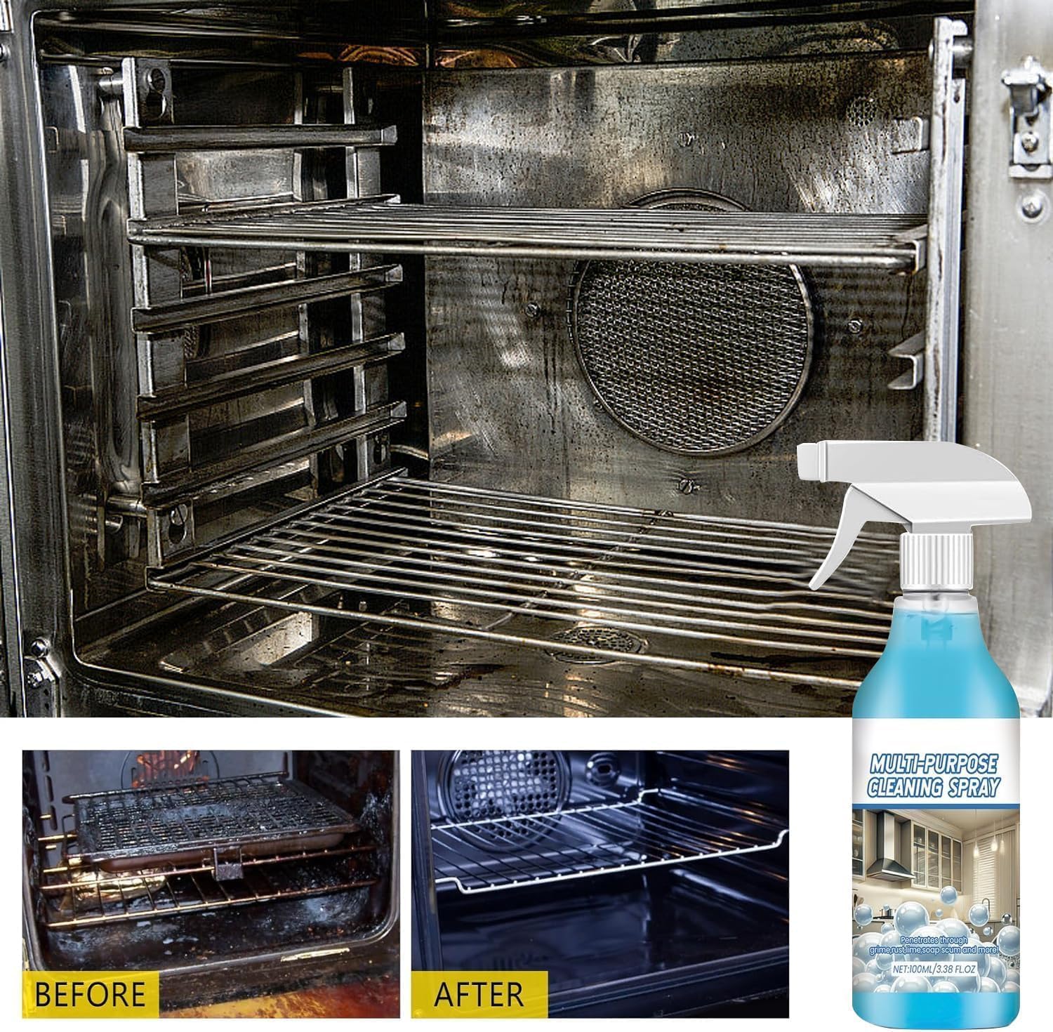 2PC Spray Splash Cleaner, 2026 New Multi-Purpose Handheld Degreaser, Upgraded Foam spray for Ovens, Easy to Use Grime Remover for Household Cleaning, Convenient Handheld Cleaner for Home Family