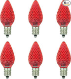 Sunlite 80702 LED C7 Holiday Decorative Light Bulb, 0.4 Watts, E12 Candelabra Base, Faceted Christmas-Lights; Nightlight, Red 6 Count