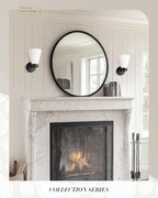 Bathroom Wall Sconce Set of Two, HWH Wall Vanity Light with Frosted White Striped Shade, Industrial Wall Lamp Matte Black for Bathroom Doorway, 5HZG97B-2PK BK